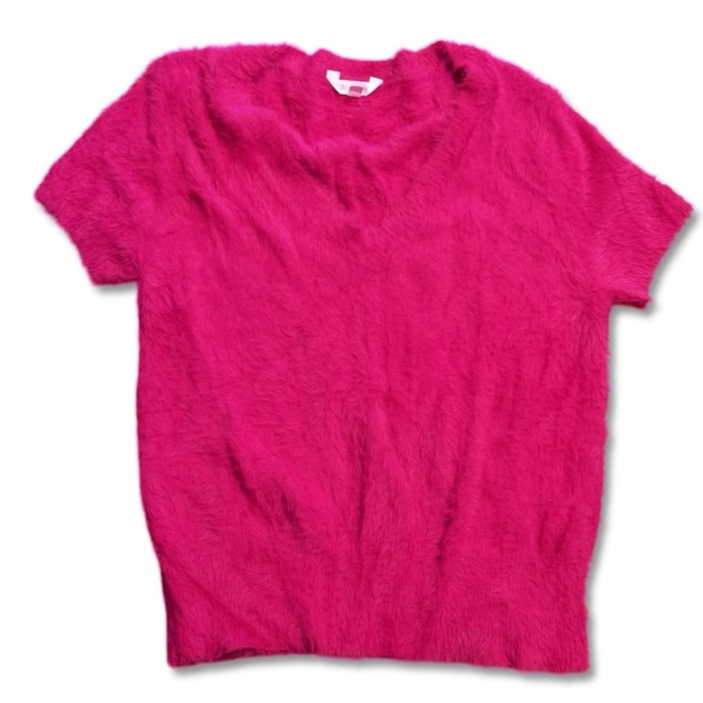 Plus Size y2k pink mohair knit v-neck sweater
